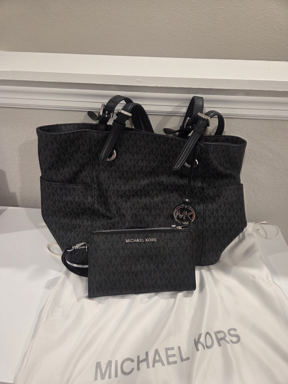 Michael Kors Black Logo Tote with Wristlet